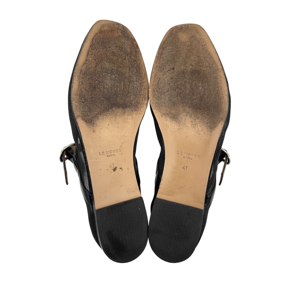 Le Monde Béryl Leather Trim Black Mary Jane Ballet Flats Size EU 41 / US 11 - Picture 8 of 9